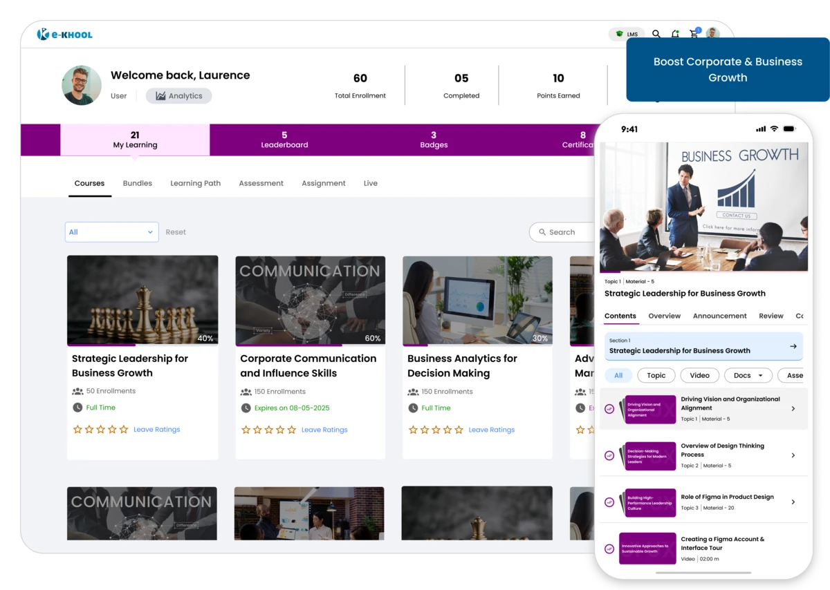 LMS solutions for corporate and business training workflows
