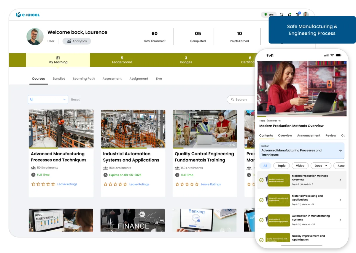 LMS-based industrial training for manufacturing and engineering sectors