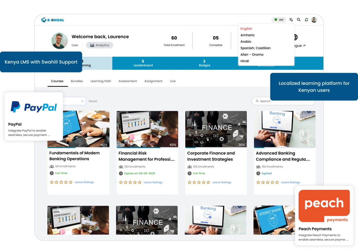 LMS platform supporting Kenyan users with Swahili language