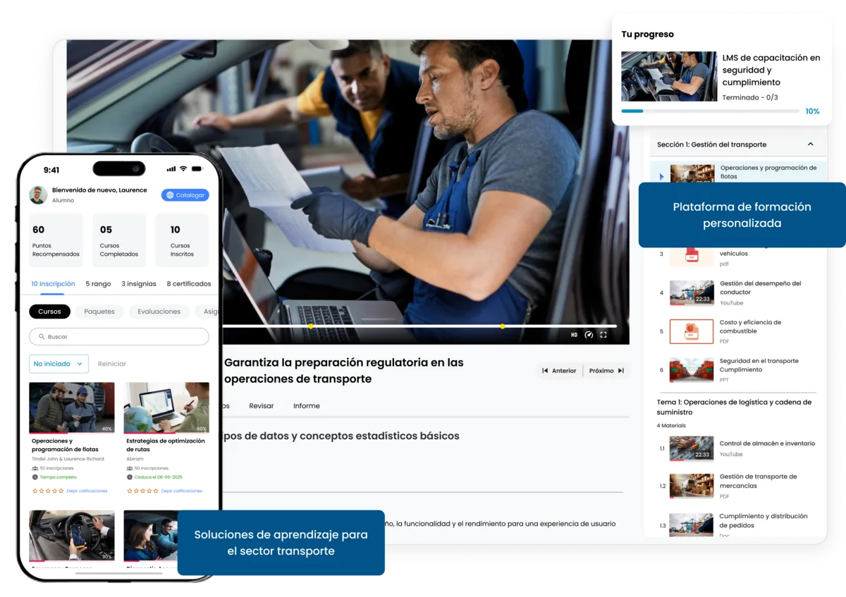 Soluciones de aprendizaje para transporte, seguras y a medida
