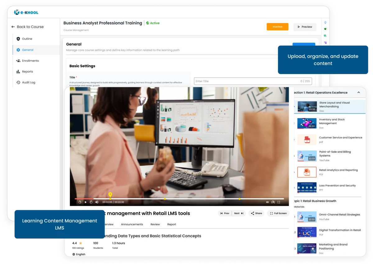 Best tools to organize, and manage course content seamlessly within the LMS