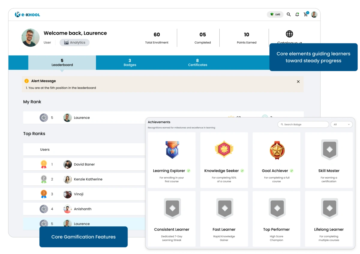Core gamification features that boost engagement and motivate learners