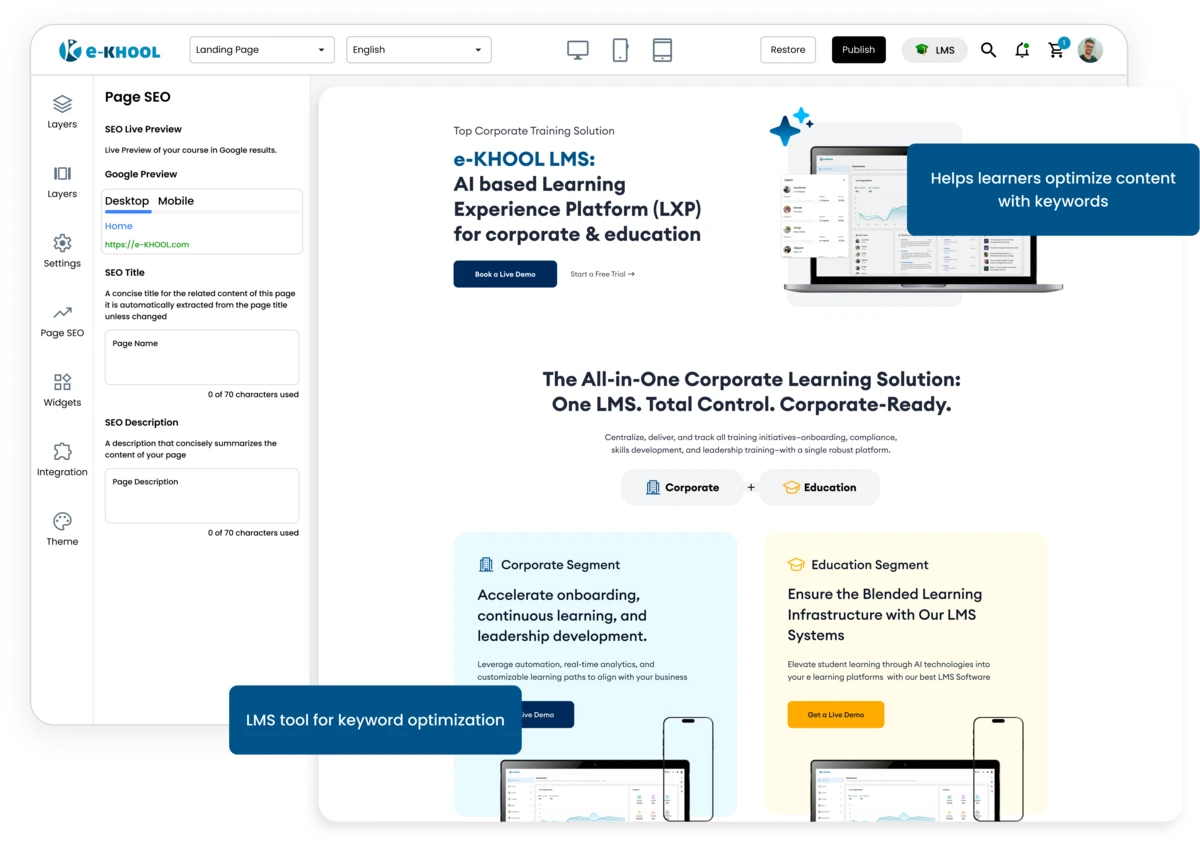 Keyword-powered tagging to organize content and enhance LMS search