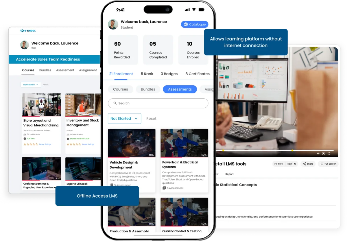 Enable learning without internet using offline access. Learners can download content, study anytime, and sync progress automatically.
