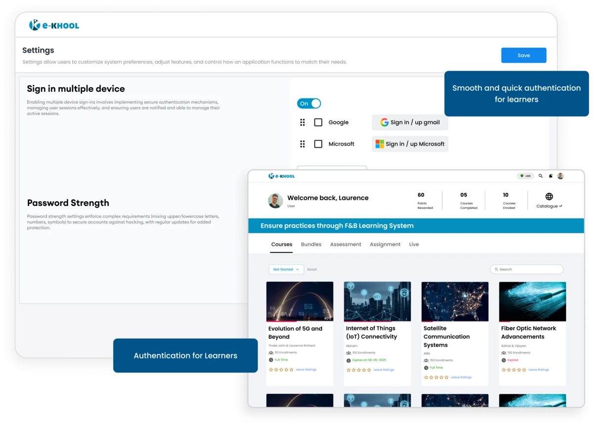 Authentication for learners ensuring secure, and reliable LMS access