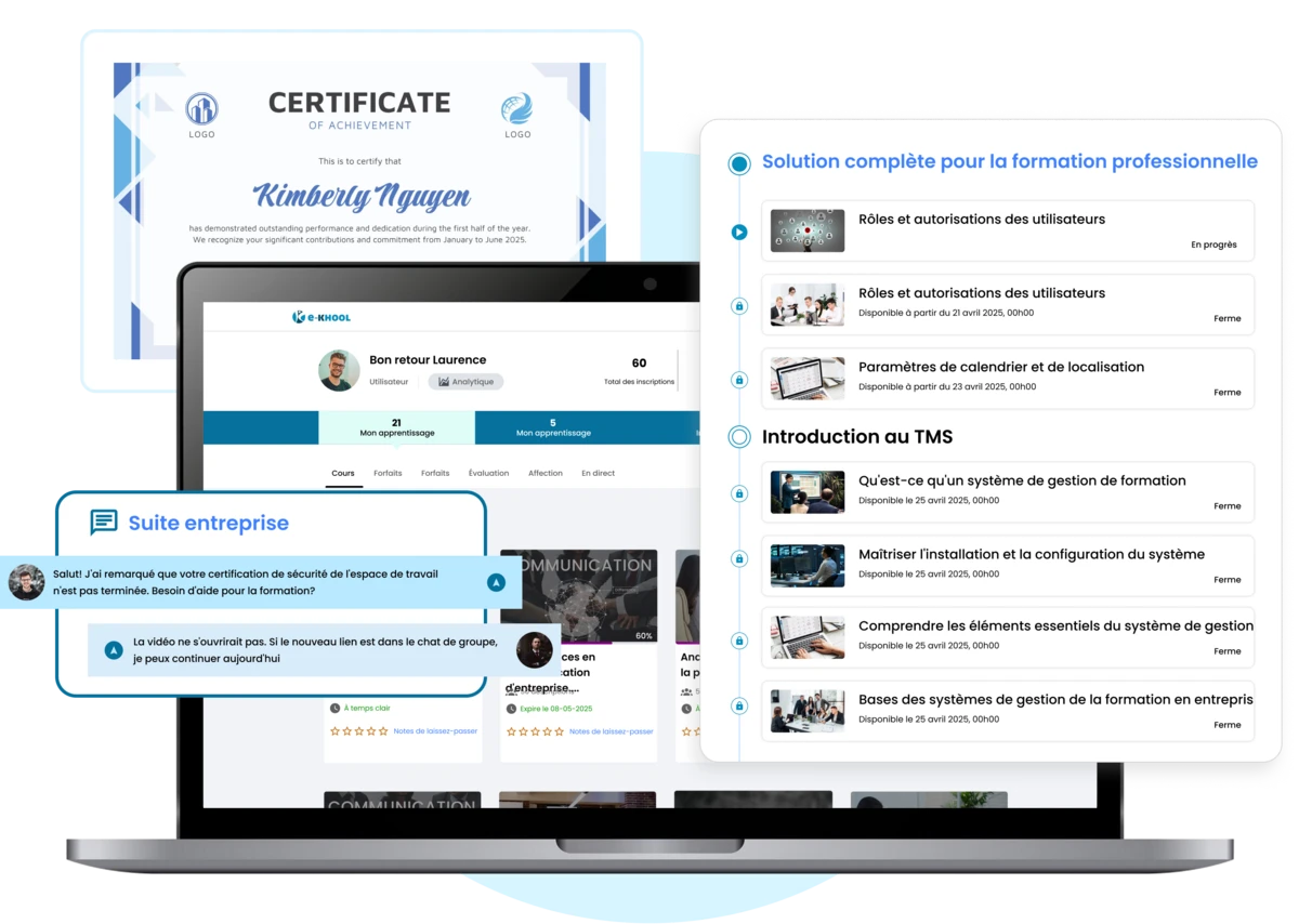 Suite entreprise – Solution L&D pour équipes : parcours, compétences, reporting et conformité