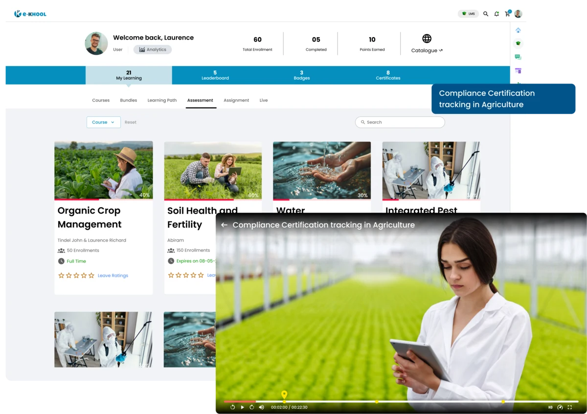 Agro learning software to automate pesticide handling, equipment operation, and safety certification.