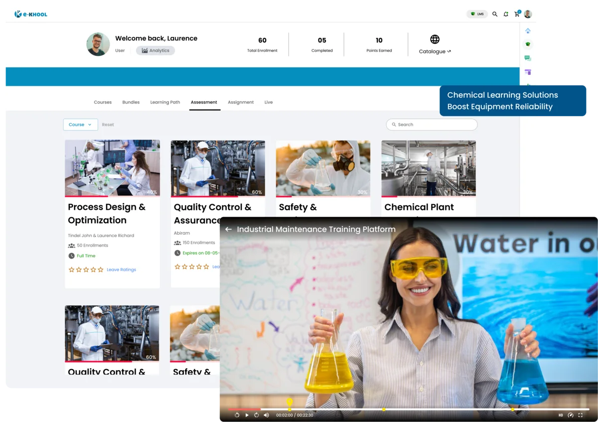 Industrial workforce improving maintenance and equipment reliability skills through LMS training