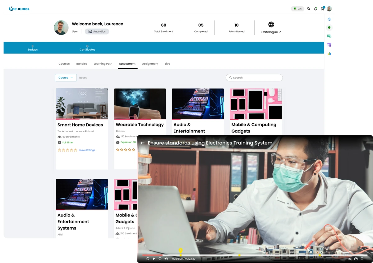 Compliance and safety training delivered online powered by e-KHOOL LMS for professional teams