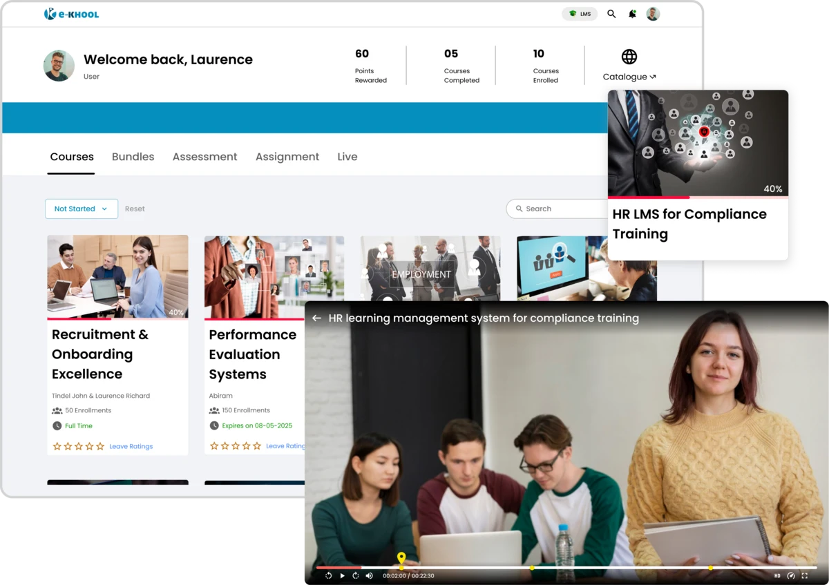 HR learning management system for compliance training program