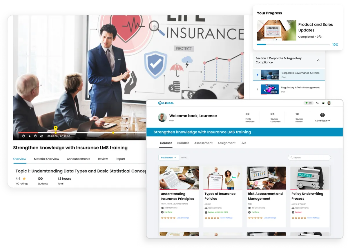 Update teams on product launches with e-KHOOL LMS for insurance and sales professionals