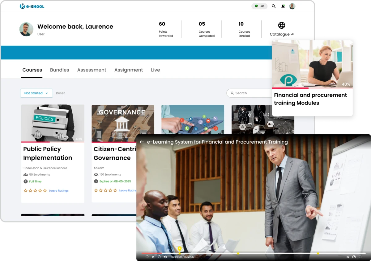 eLearning system for public sector offering financial management and procurement training