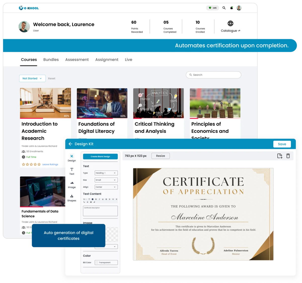 Auto generation of digital certificates