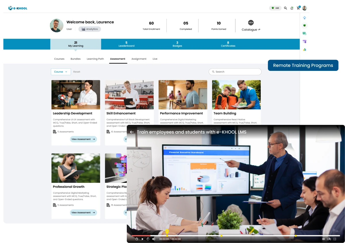 Remote training for effective online learning Remote training programs for employees and students using e-KHOOL LMS