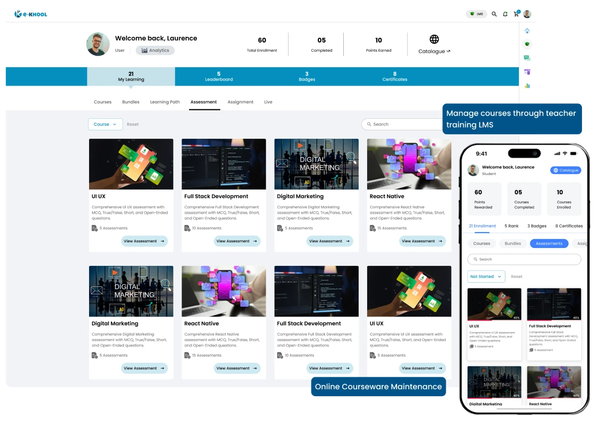 Online Courseware Maintenance in teacher training platorm