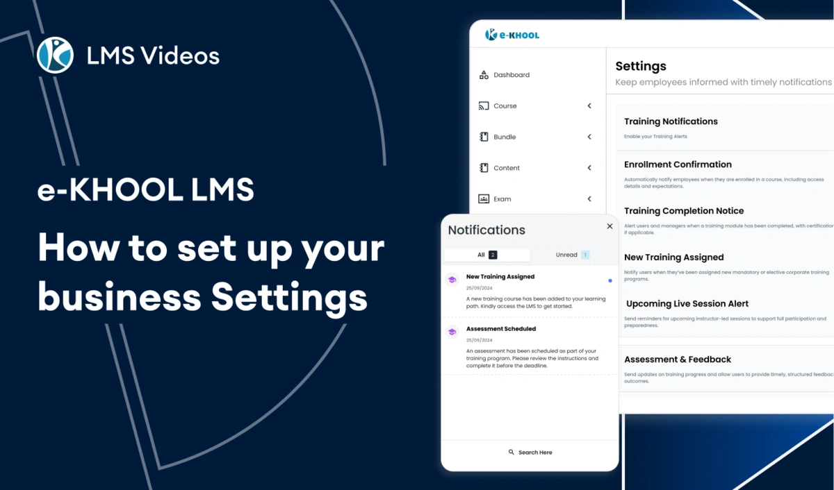 How to set up your business settings in e-KHOOL LMS